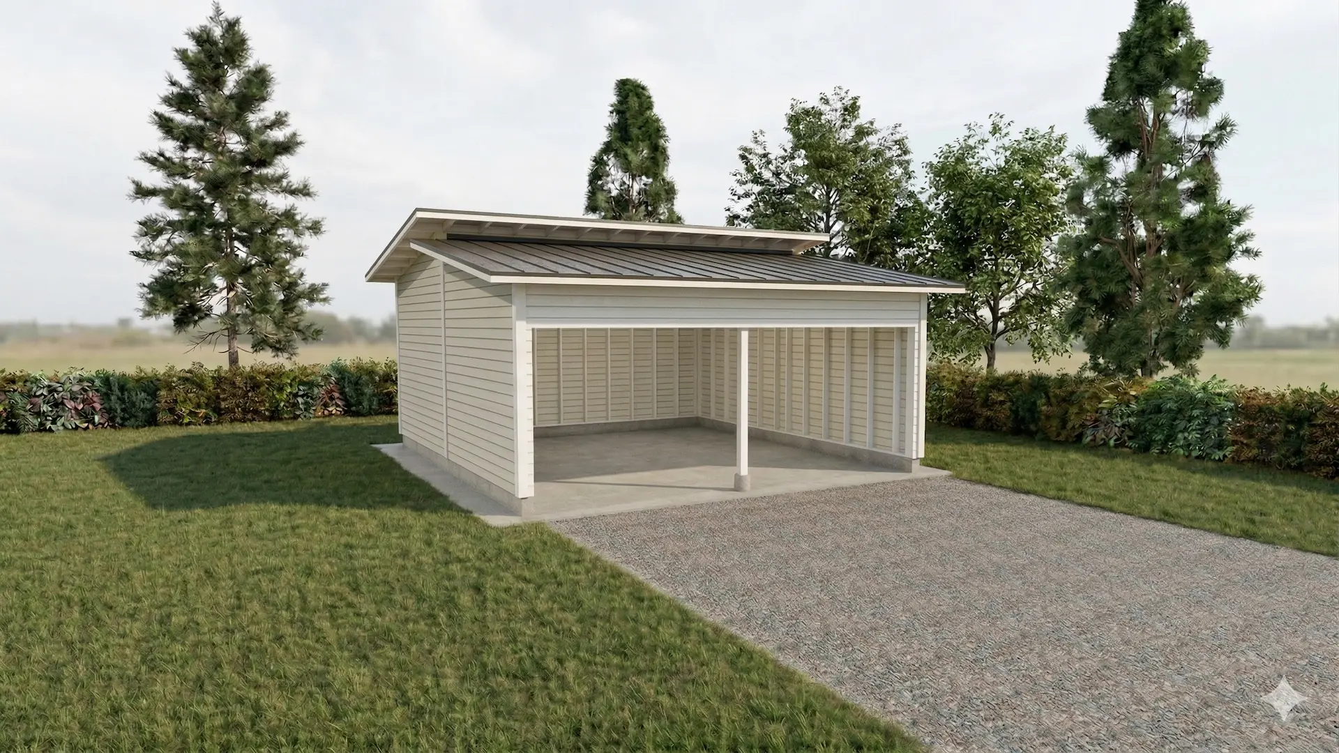 Avara kahden auton autokatos murretulla harjakatolla. 